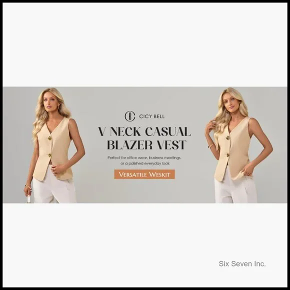 V-Neck Sleeveless Waistcoat Blazer Vest Wrinkle Resistant Business Casual
